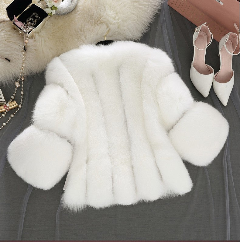 Faux Fur Womens Coat Faux Fur Short Stitching Artificial Fur