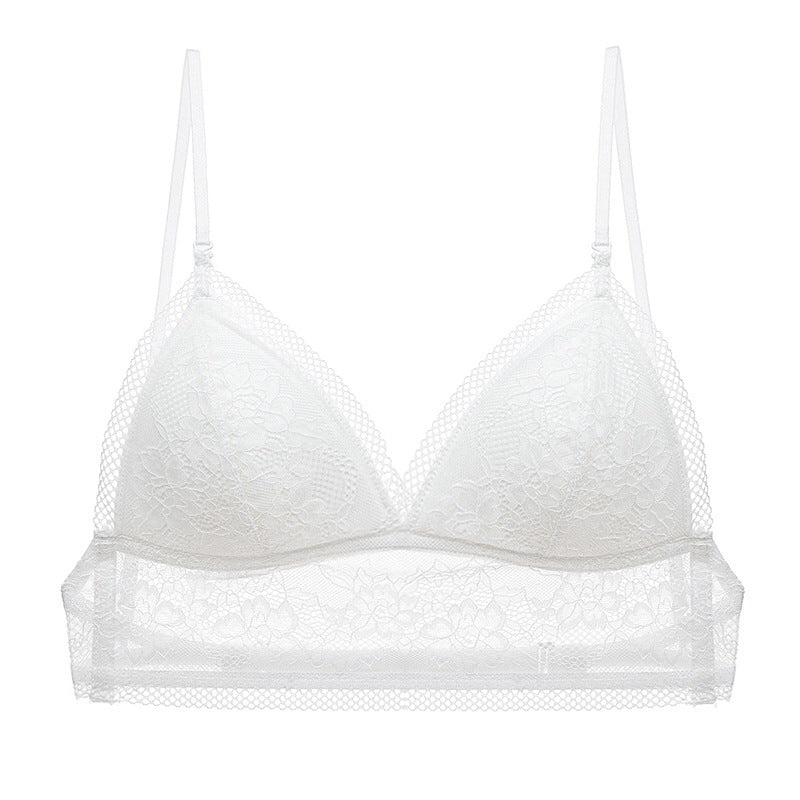 French Sexy U-Shaped Beauty Back Underwear Women Wireless Thin Bra Invisible Backless Lace Triangle Cup Bra Summer