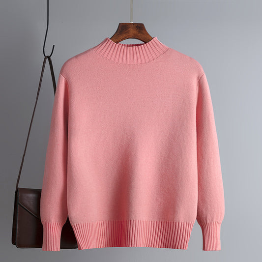 Sweater Solid Color Half Collar Pullover Slim Fit Inner Wear Bottoming Shirt
