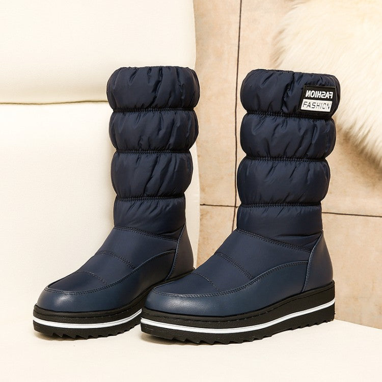 Mid-heel Letter Elastic Sleeve Snow Cotton Boots