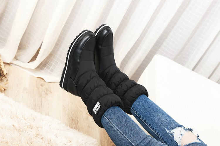 Mid-heel Letter Elastic Sleeve Snow Cotton Boots