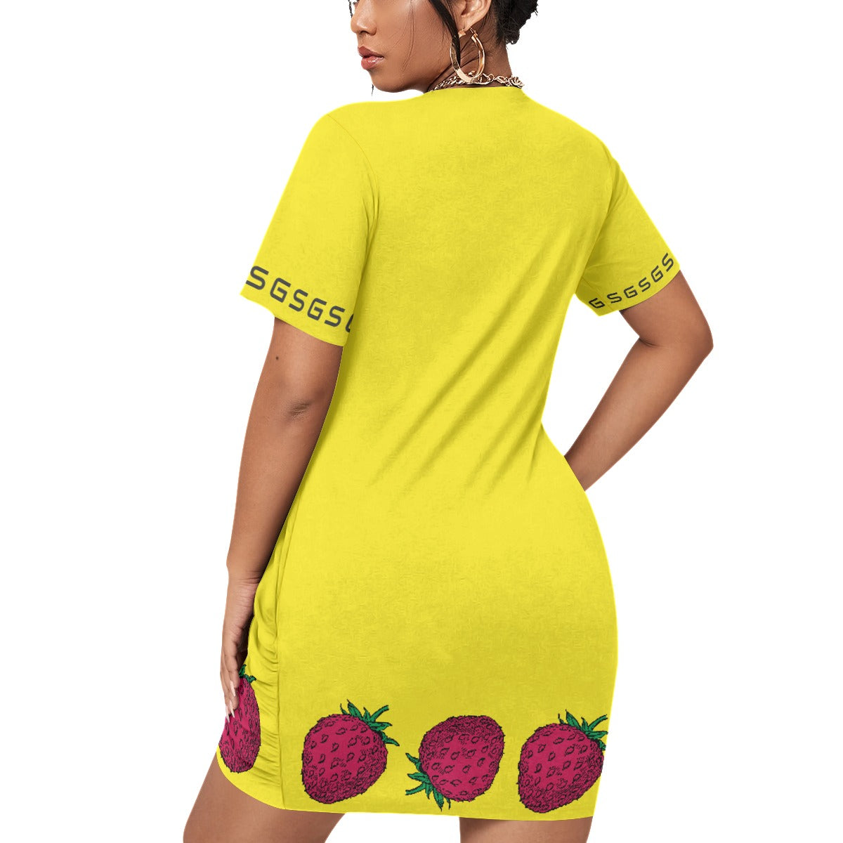 SEANGANJE Women’s Stacked Hem Dress With Short Sleeve（Plus Size）