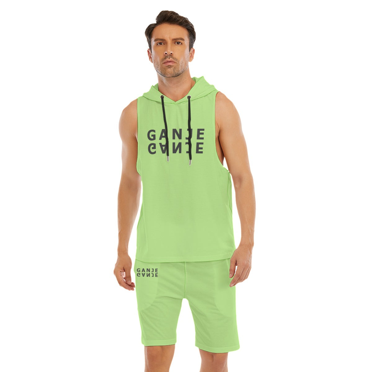 SEANGANJE Men's Sleeveless Vest And Shorts Set