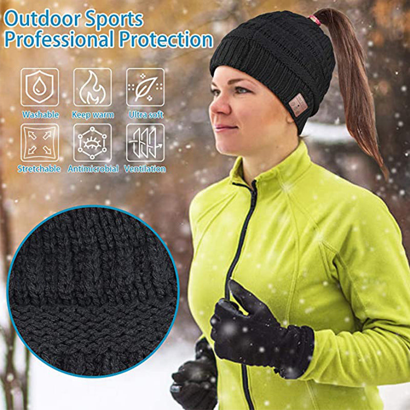 Fashion Bluetooth Earphones Music Hat Knitted And Velvet Warm Bluetooth Hat