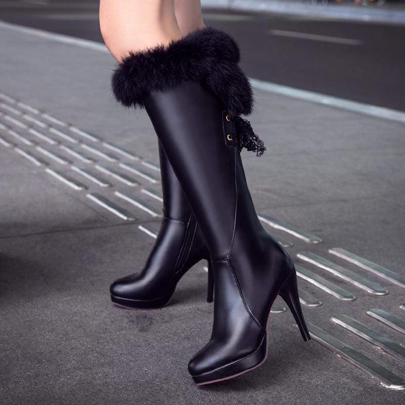 New women's round toe stiletto heel side zipper boots