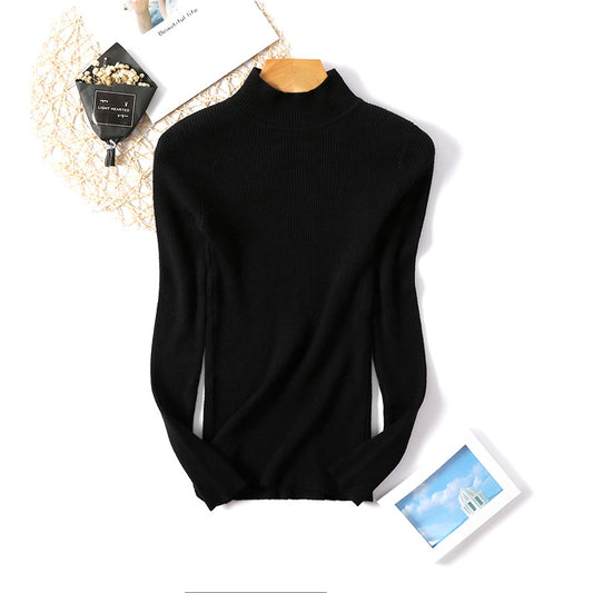 Mock Neck Sweater Sweaters Women Slim Fit Pullover Knitted Bottoming Shirt