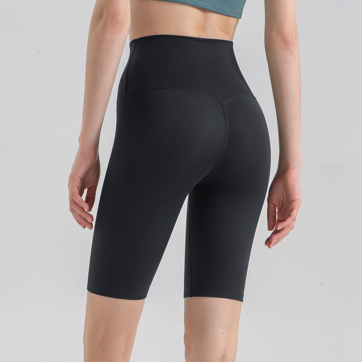 High Waist Hip Lift Nude Feel Yoga Pants Summer Seamless Quick-Drying Skinny Running Five Points Exercise Workout Pants