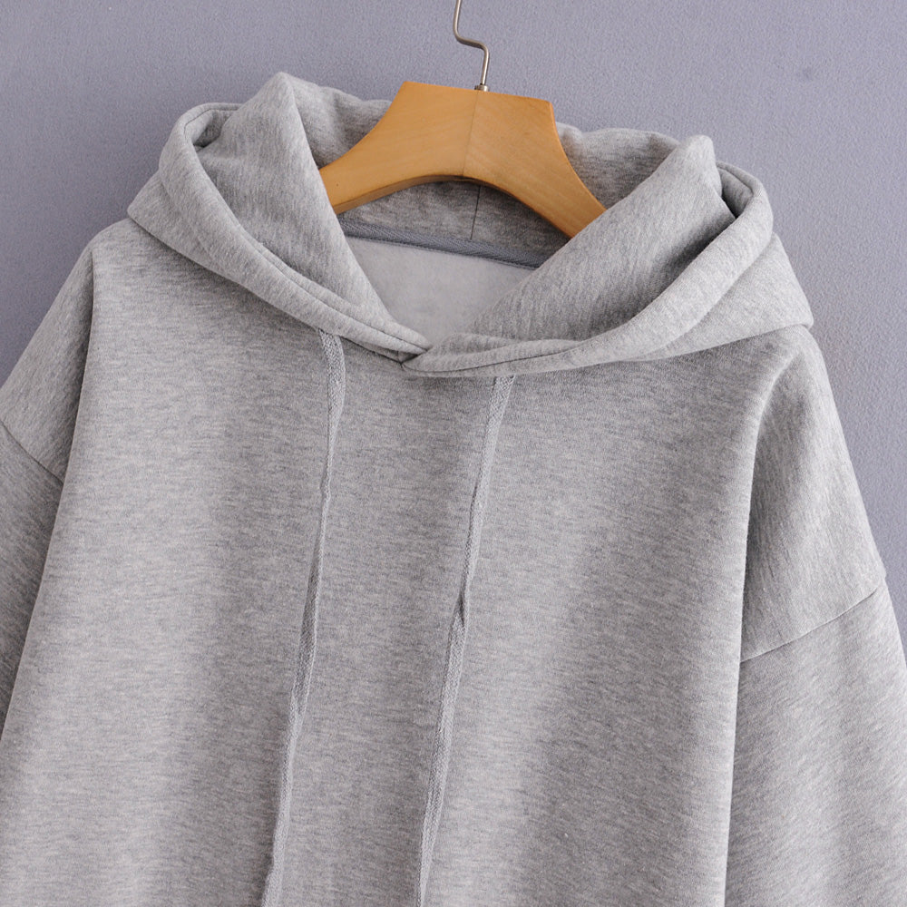 spring Summer Artistic All-Matching Graceful Hooded Hoodie Solid Color