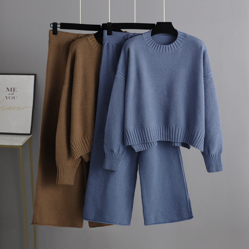 Autumn Winter Casual Knitting Work Pant  Two Piece Set