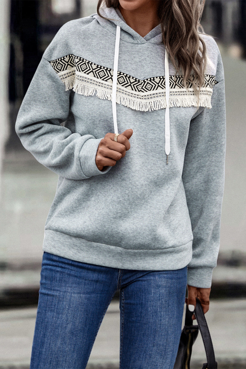 Autumn Winter Women Clothing Hooded Lace Casual Hoodie