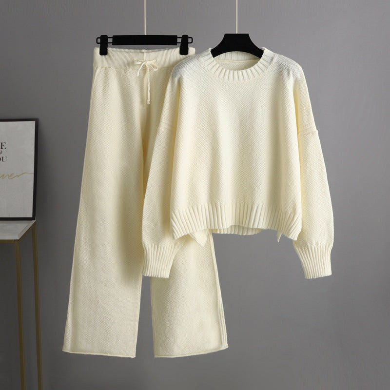 Autumn Winter Casual Knitting Work Pant  Two Piece Set