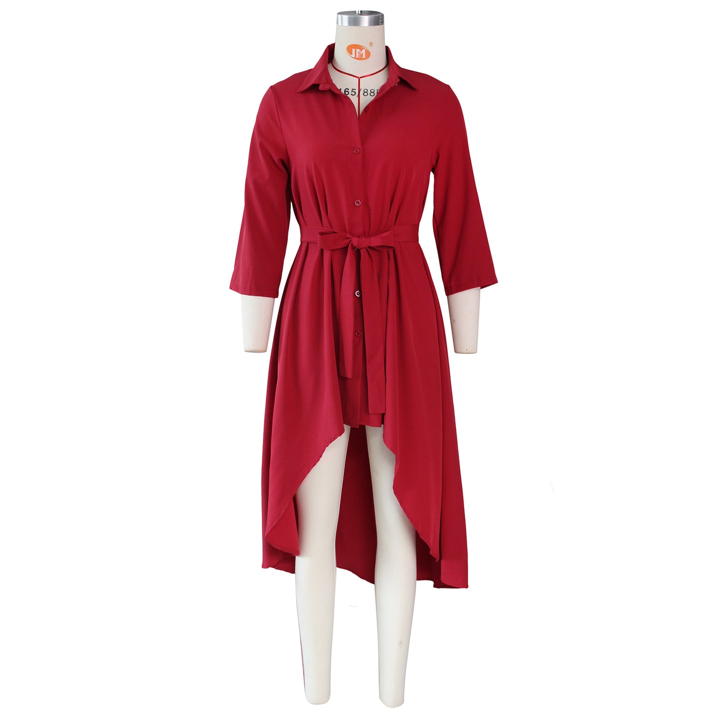Autumn Winter Irregular Asymmetric Half Sleeve Long Shirt Dress