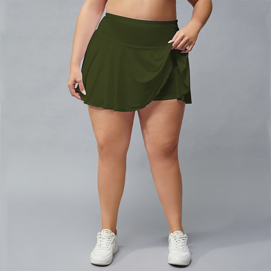 Plus Size Fitness Shorts Women Outdoor Quick-Drying Breathable Tennis Skirt Running Workout Training Pleated Skirt Culottes