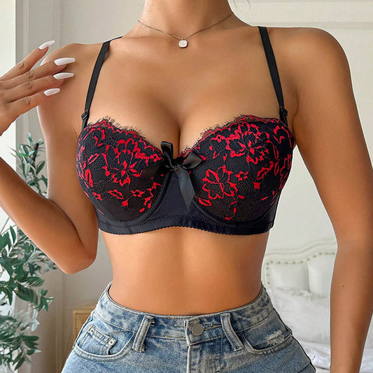 Sexy Underwear Lace Edge Push Up Breathable Upper Support Adjustable Bra