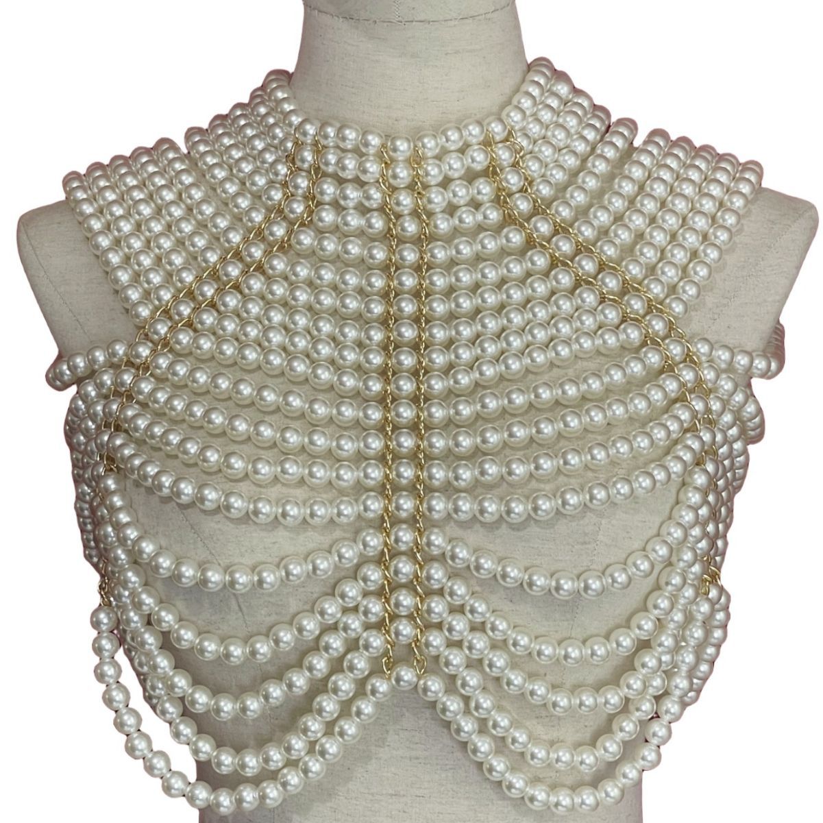 Pearl Body Cha Shoulder Chain Woven Shawl Handmade Formal Dress Accessories Necklace