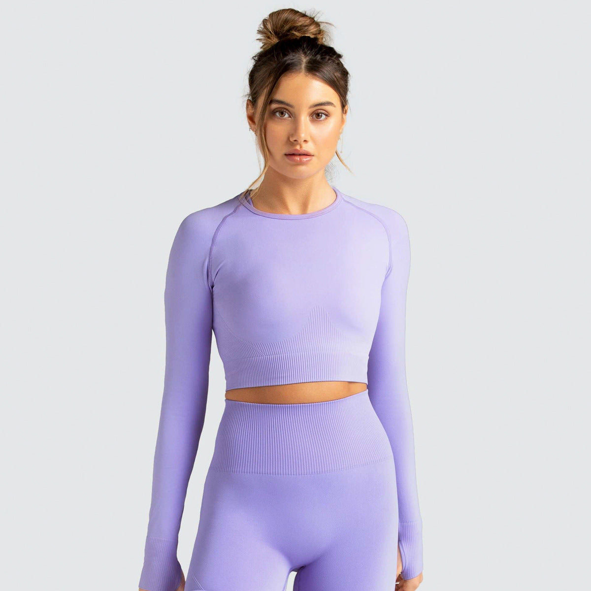 Knitted Seamless Slim-Fit Long-Sleeved Yoga Exercise Workout Clothes