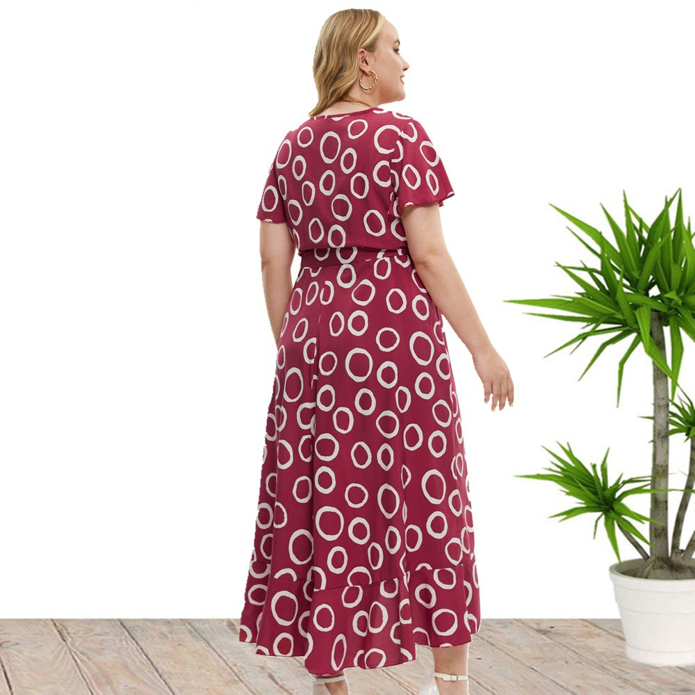 Plus Size Women Clothing Summer Short Sleeve Dress Maxi Dress