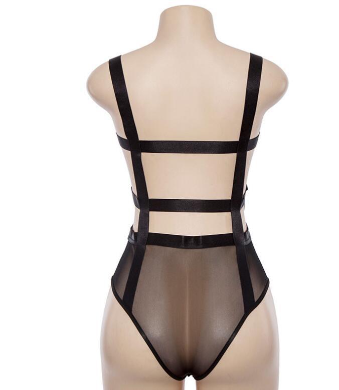 Sexy See-through Suspenders Backless Bodysuit