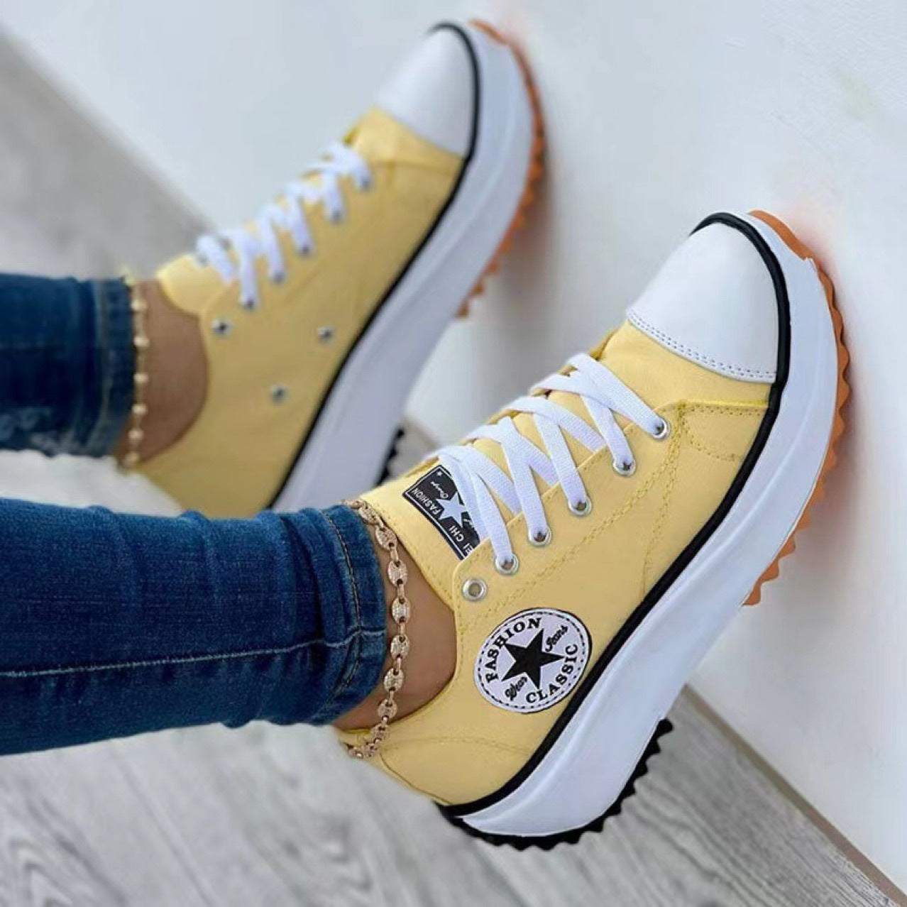 Amazon AliExpress Independent Station Foreign Trade New 2022 Spring Round Toe Canvas Shoes Low-top Thick-soled Single Shoes Spot