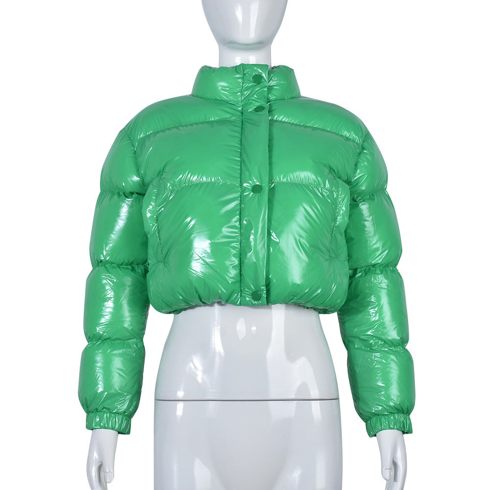 Cotton Padded Jacket Long Sleeve Warm Stand Collar Splash Proof Personality Coat Women Clothing
