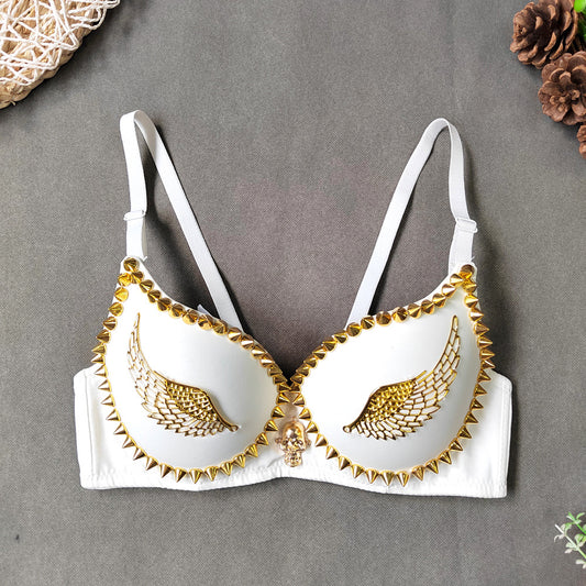 Golden Angel Wings Beaded Corset Short Chest Seamless Bra