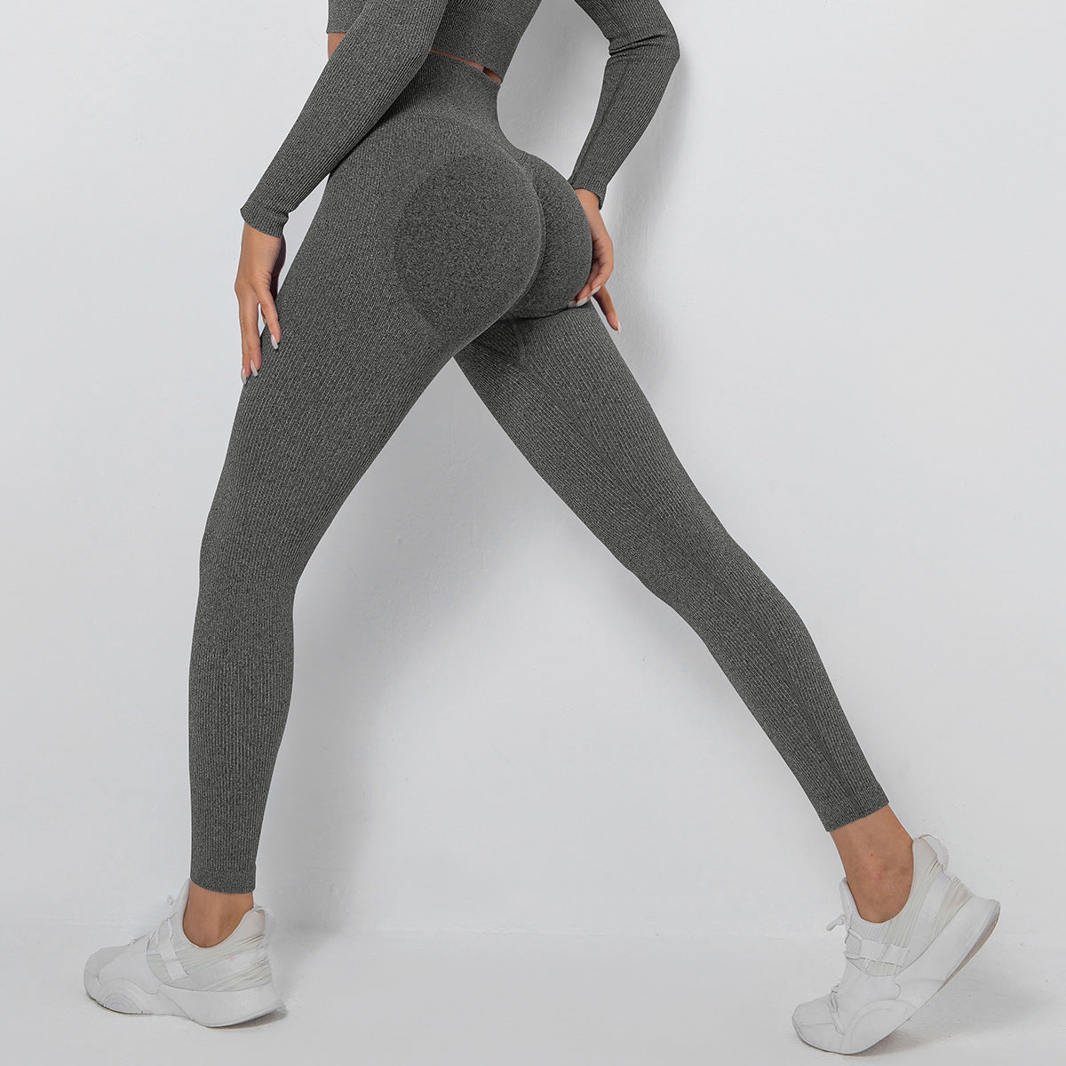 Seamless Knitted Thread Moisture Wicking Yoga Pants Exercise Workout Pants Sexy Peach Hip Tight Leggings